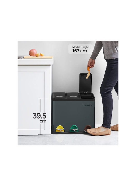 Songmics Coș de Reciclare Metal cu Pedală Argintiu 24lt 1buc