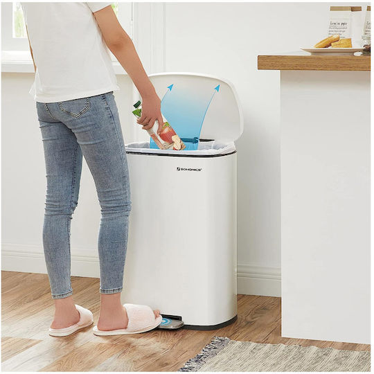 Songmics Soft-close Waste Bin Waste Plastic with Pedal White 50lt 1pcs