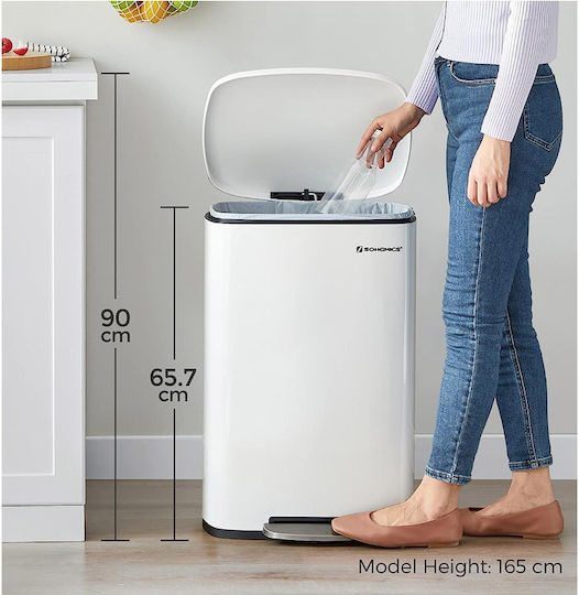 Songmics Soft-close Waste Bin Waste Plastic with Pedal White 50lt 1pcs