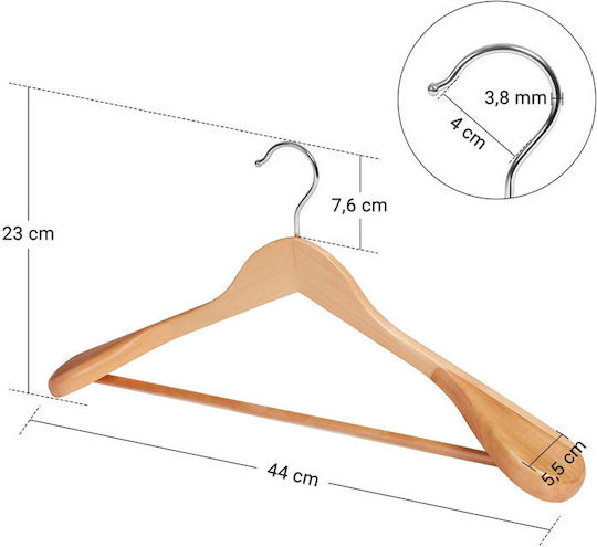 Songmics Schrankbügel für Hosen Hölzernes Silber CRSH06NL 6Stück