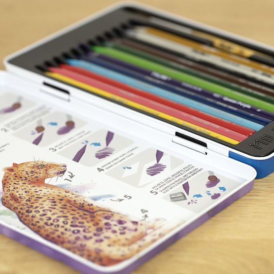 Milan Farbstift-Set Aquarell in einer Box Metallische Farben mit Pinsel 12Stück Packung von 1 Verpackungen