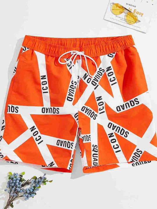 AngelSin Herren Badebekleidung Shorts Orange mit Mustern