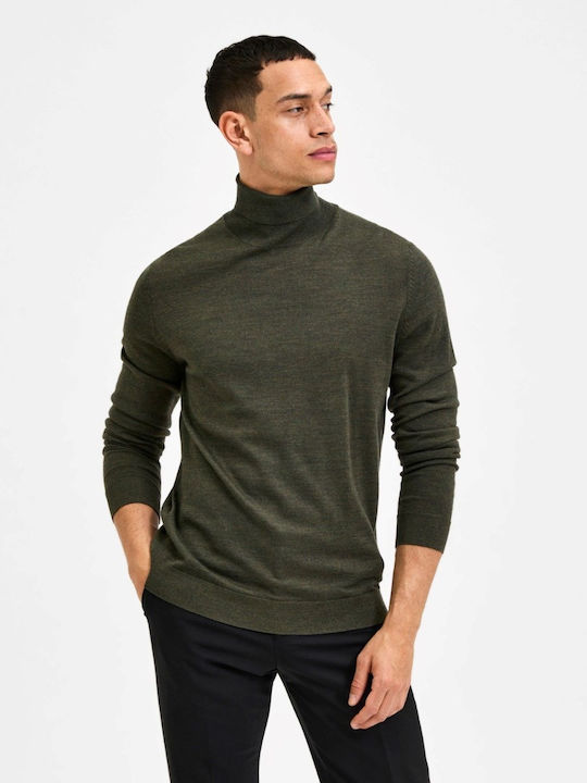 Selected Men's Long Sleeve Sweater Turtleneck Black