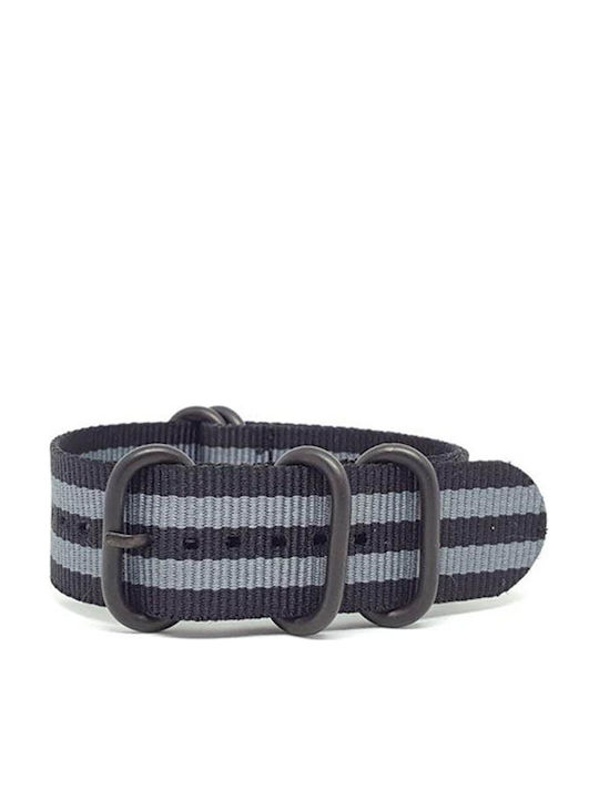 Zulu Fabric curea Benzile Nato Negru 22mm
