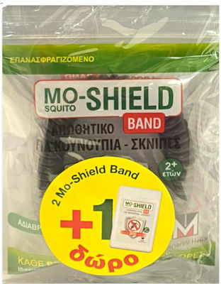 Menarini Mo-Shield Εντομοαπωθητικά Βραχιόλια για Παιδιά Μαύρα 2τμχ & Απωθητικό Υγρό για Κουνούπια & Σκνίπες 17ml
