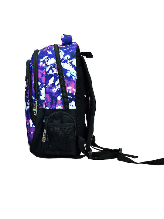 No Fear Color Tie Dye School Bag Backpack Elementary, Elementary Vintage with Water Bottle Holder 30Liters