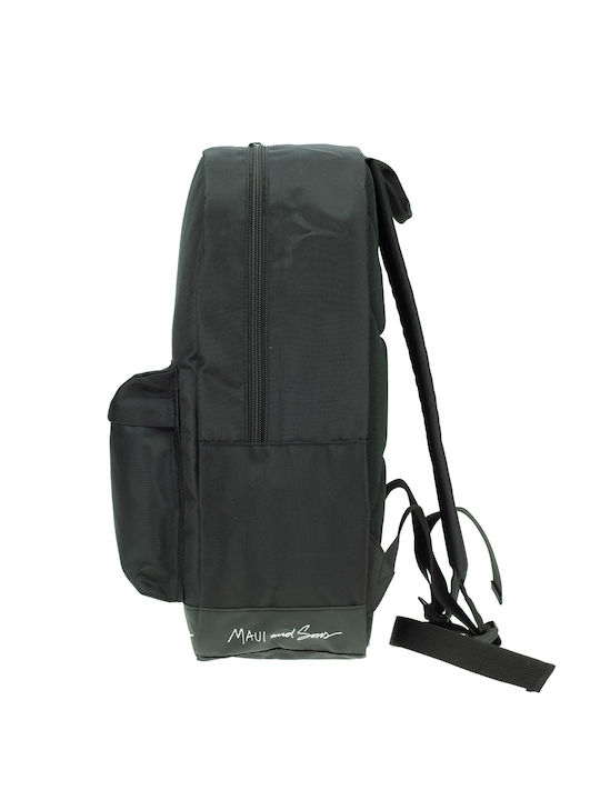 Maui & Sons Schulranzen Rucksack Junior High-High School Schwarz mit Flaschenhalter 23Liter
