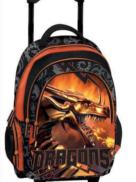 Graffiti Dragon School Bag Trolley Kindergarten in Orange color