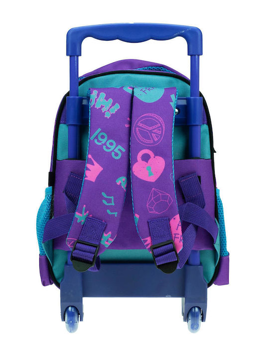 Paul Frank Bubble School Trolley Bag Kindergarten With Water Bottle Holder Purple 24 x 12 x 31cm
