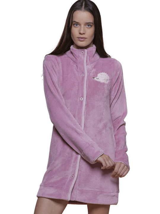 Noidinotte Winter Women's Fleece Robe Pink