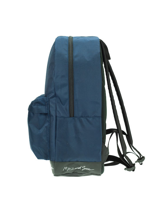 Maui & Sons School Backpack for Junior High-High School Navy Blue with Water Bottle Holder 23L