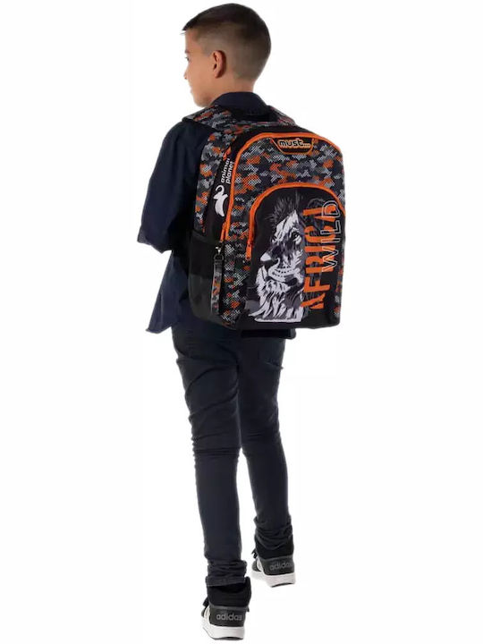 Must Team Schulranzen Rucksack Grundschule Schwarz mit Flaschenhalter 25Liter