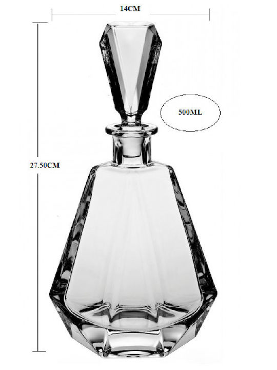 Bohemia Brilliancy Crystal Liqueur Decanter 28cm with Stopper 500ml