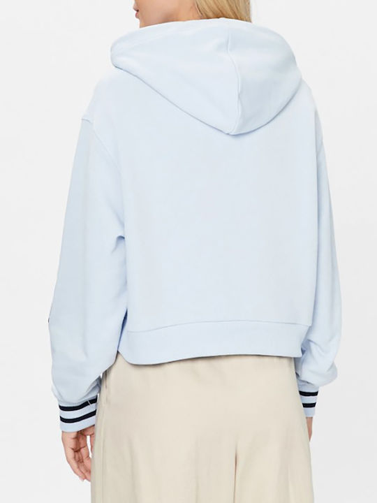 Tommy Hilfiger Women's Cropped Hooded Sweatshirt Light Blue