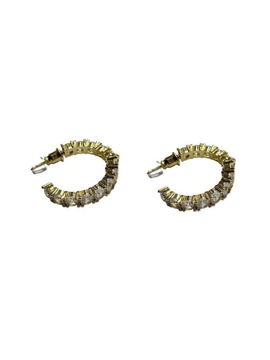 Tatu Moyo Earrings Hoops Gold Plated with Stones