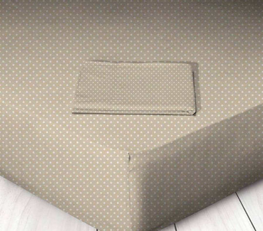 Marwa Sheet for Single Bed with Elastic 100x200+25cm. Dots Beige Dots
