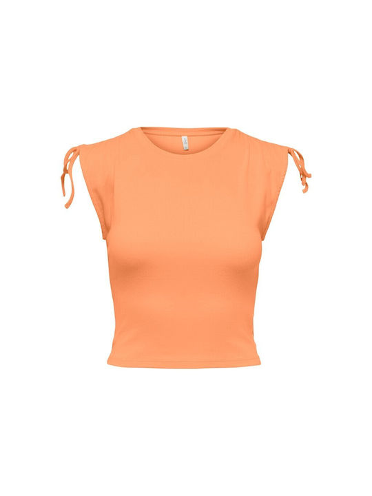 Only Damen Sommer Bluse Ärmellos Orange