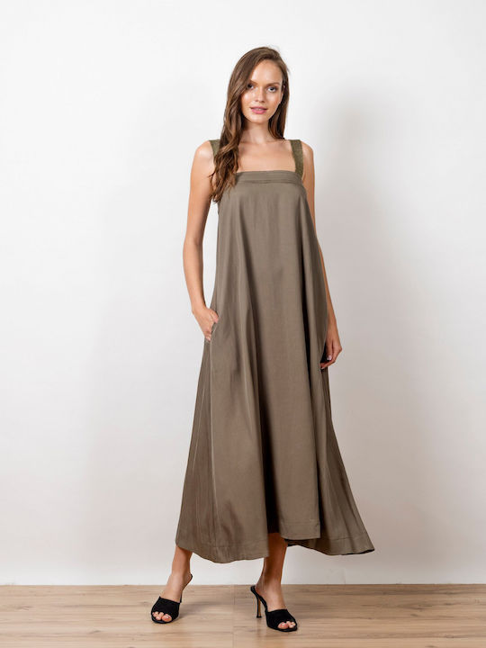 Rochii De Vară Pentru Femei Midi Rochie Tricotată Kaki