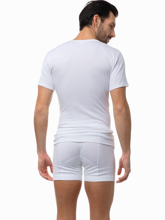 Men's Undershirts Short-sleeved in White Color 2Pack