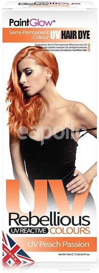 Paintglow Rebellious UV Semi Permanent Hair Dye Προσωρινή Βαφή Μαλλιών Χωρίς Αμμωνία Uv Peach Passion 70ml