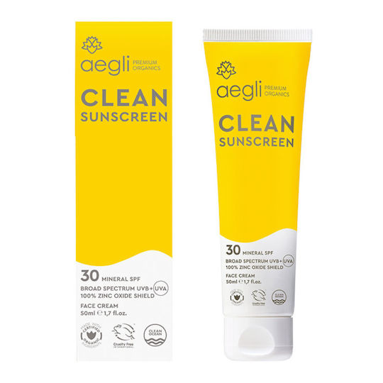 Aegli Premium Organics Clean Αντηλιακή Κρέμα Προσώπου SPF30 50ml