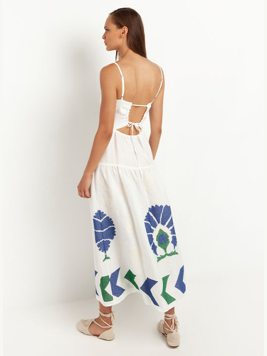 Greek Archaic Kori Summer Maxi Dress White