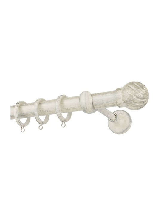 Zogometal Μεταλλικό Κουρτινόξυλο Rustique Collection Μονό Φ25mm 240εκ. Κρεμ Πατίνα Ασημί
