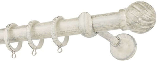 Zogometal Μεταλλικό Κουρτινόξυλο Rustique Collection Μονό Φ25mm 240εκ. Κρεμ Πατίνα Ασημί