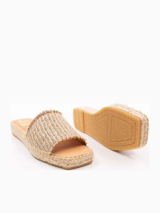 Women's Flat Sandals in Beige Color