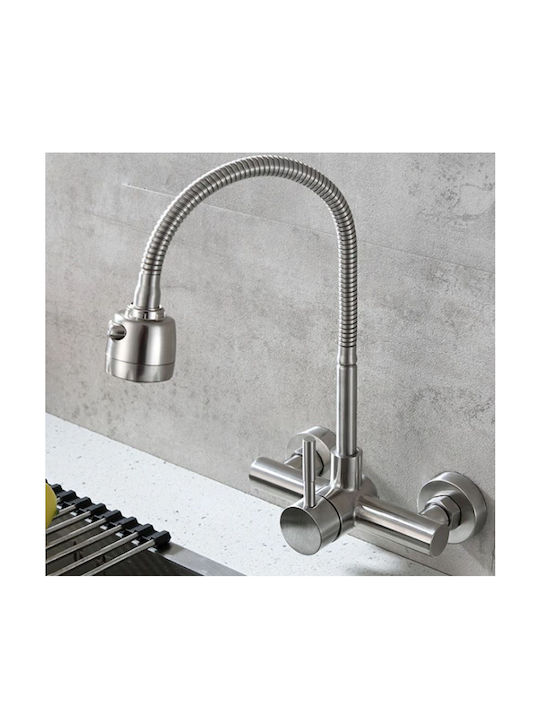 SUS-304 Ψηλή Μπαταρία Κουζίνας Τοίχου με Σπιράλ Chrome