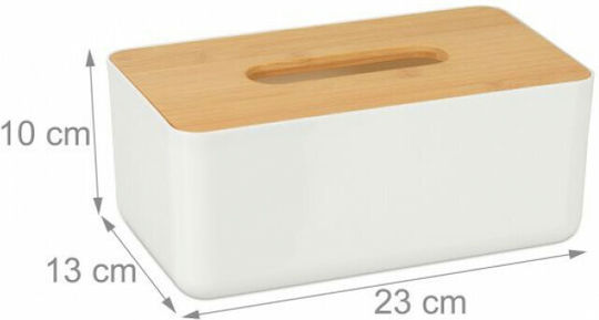 Relaxdays Θήκη για Χαρτομάντηλα Ξύλινη Λευκή 10x23x13cm 10027743