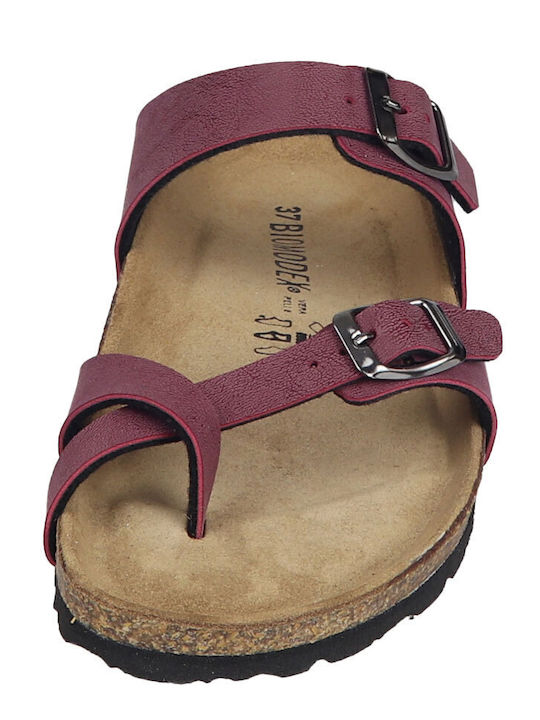 Women's Flat Sandals Anatomic in Burgundy Color