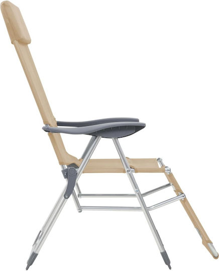 vidaXL Camping Chairs Beach Chairs Aluminium Lounger-Armchair 5 Spots Waterproof Beige 58x78x114cm Set 2 Pieces