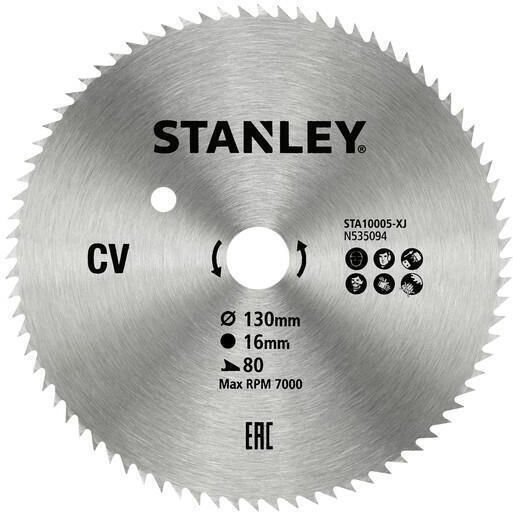 Stanley Cutting Disc Wood Hole Diameter 130mm with 80 Teeth 1pcs