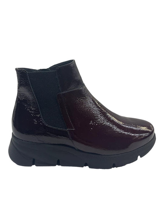 Fluchos Damen Knöchelstiefel aus Lackleder Braun