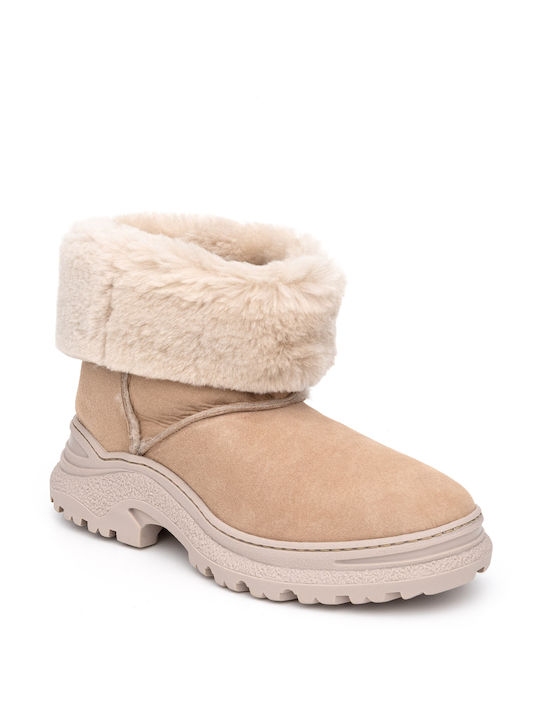 Frau Wildleder Damen Knöchelstiefel Beige