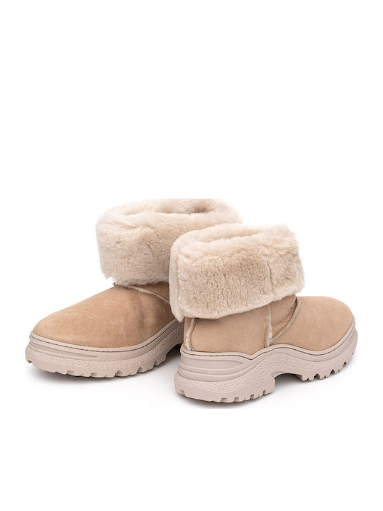 Women's Ankle Boots Ankle Boots Beige with Heel