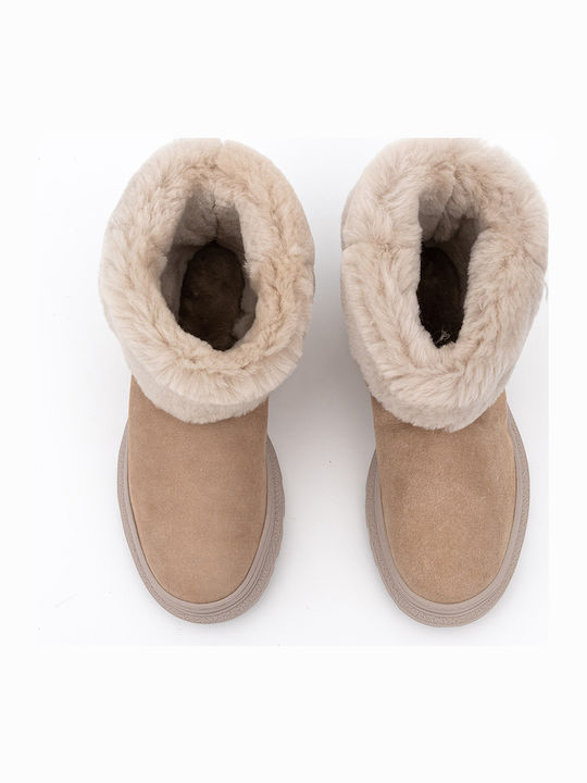 Women's Ankle Boots Ankle Boots Beige with Heel
