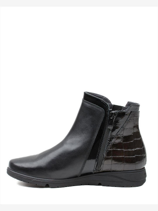 Fluchos Leder Damen Knöchelstiefel Schwarz