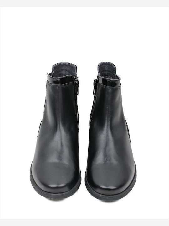 Leder Stiefeletten Damen Schwarz