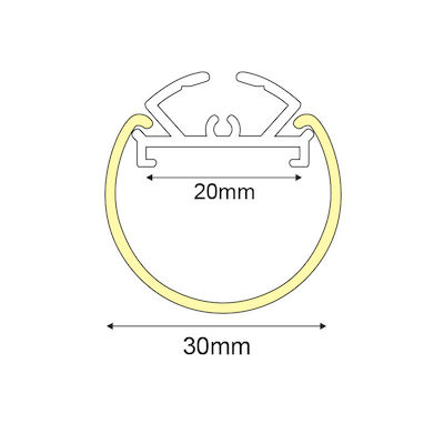 Aca Velor Ultra Mini Εξωτερικό Προφίλ Αλουμινίου Ταινίας LED με Οπάλ Κάλυμμα 200εκ.