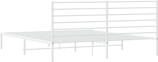 Легло Кингсайз Метално Бял с Ламели за Матрак 180x200см