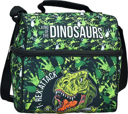 Back Me Up School Shoulder Lunch Bag 0.23lt Green Dinosaurs 19.5 x 14 x 22cm