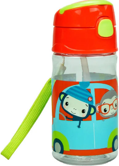 Gim Cars Kids Water Bottle Plastic with Straw 350ml