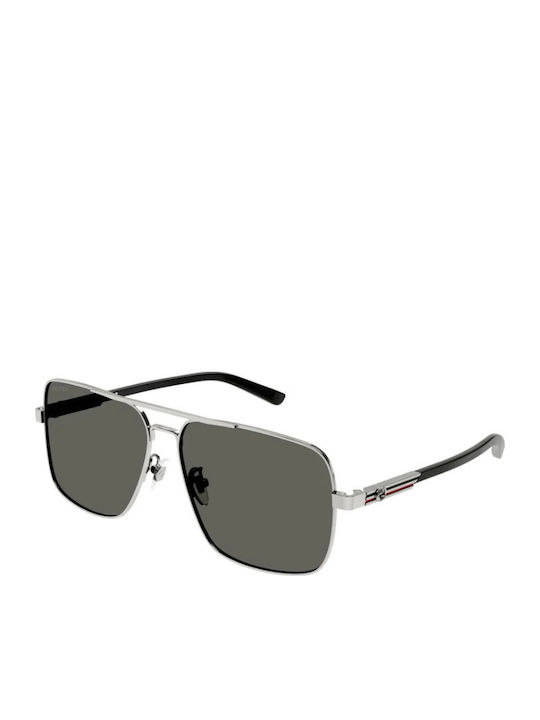 Gucci Ochelari de soare Argintiu cu Cadru & Verde Lentilă