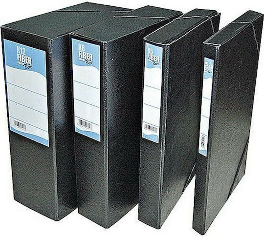 Uni Pap Paper File Box with Rubber Band 35x5x25cm Black