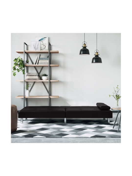 Three-Seater Couch Bed Artificial Leather Black 200x89x70 cm