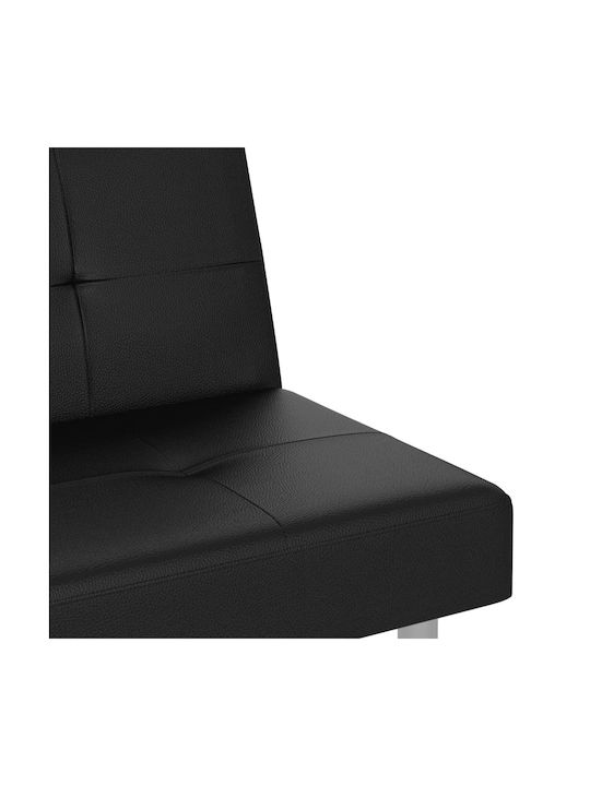 Three-Seater Couch Bed Artificial Leather Black 200x89x70 cm
