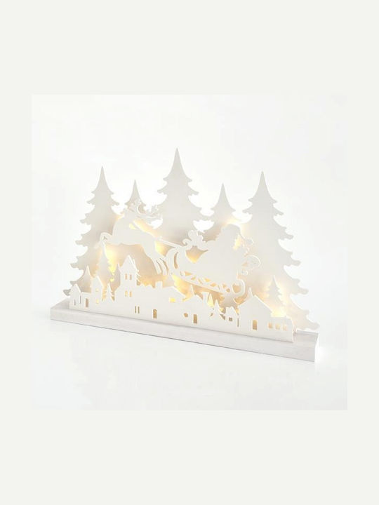 Eurolamp Iluminată De Crăciun Din lemn Figurină Sanie Alb Înălțime 60cm.
