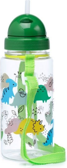 Puckator Plastic Kids Water Bottle with Straw Green 450ml